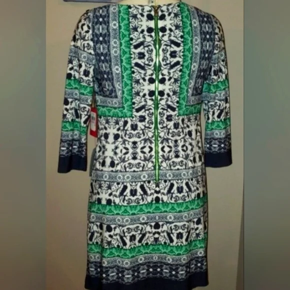 Vince Camuto Green/Black/White Dress Sz S NWT $128 - Picture 2 of 4